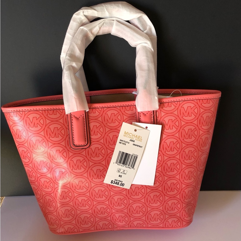 Michael Kors Jodie Small Tote Grapefruit & Logo NWT